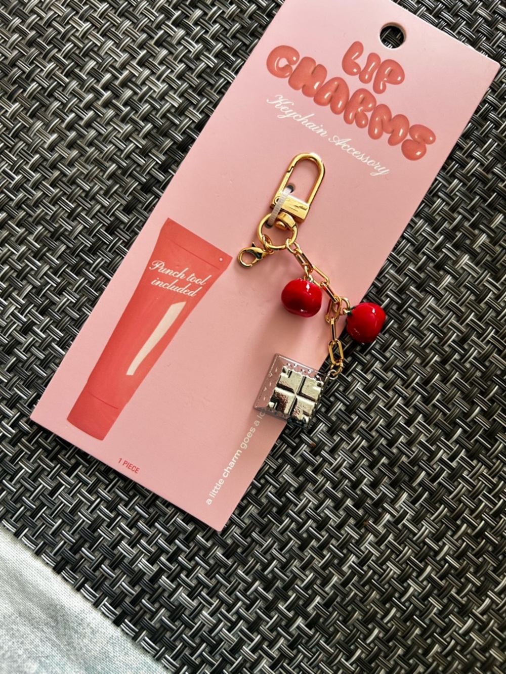 Red Cherry & Gold Keychain - Chic Key & Card Holder Accent